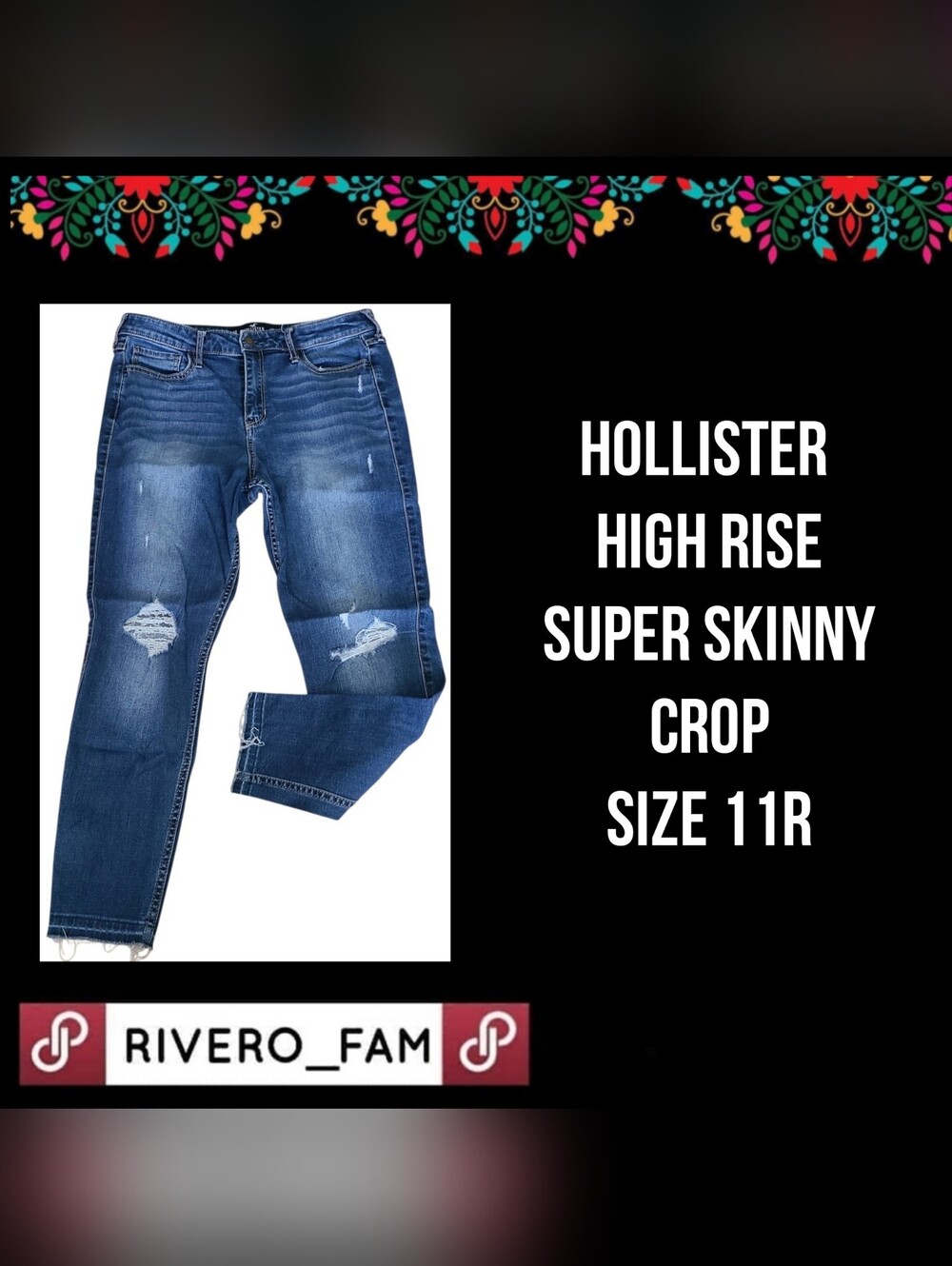HOLLISTER | HIGH RISE SUPER SKINNY CROP | SIZE 11R